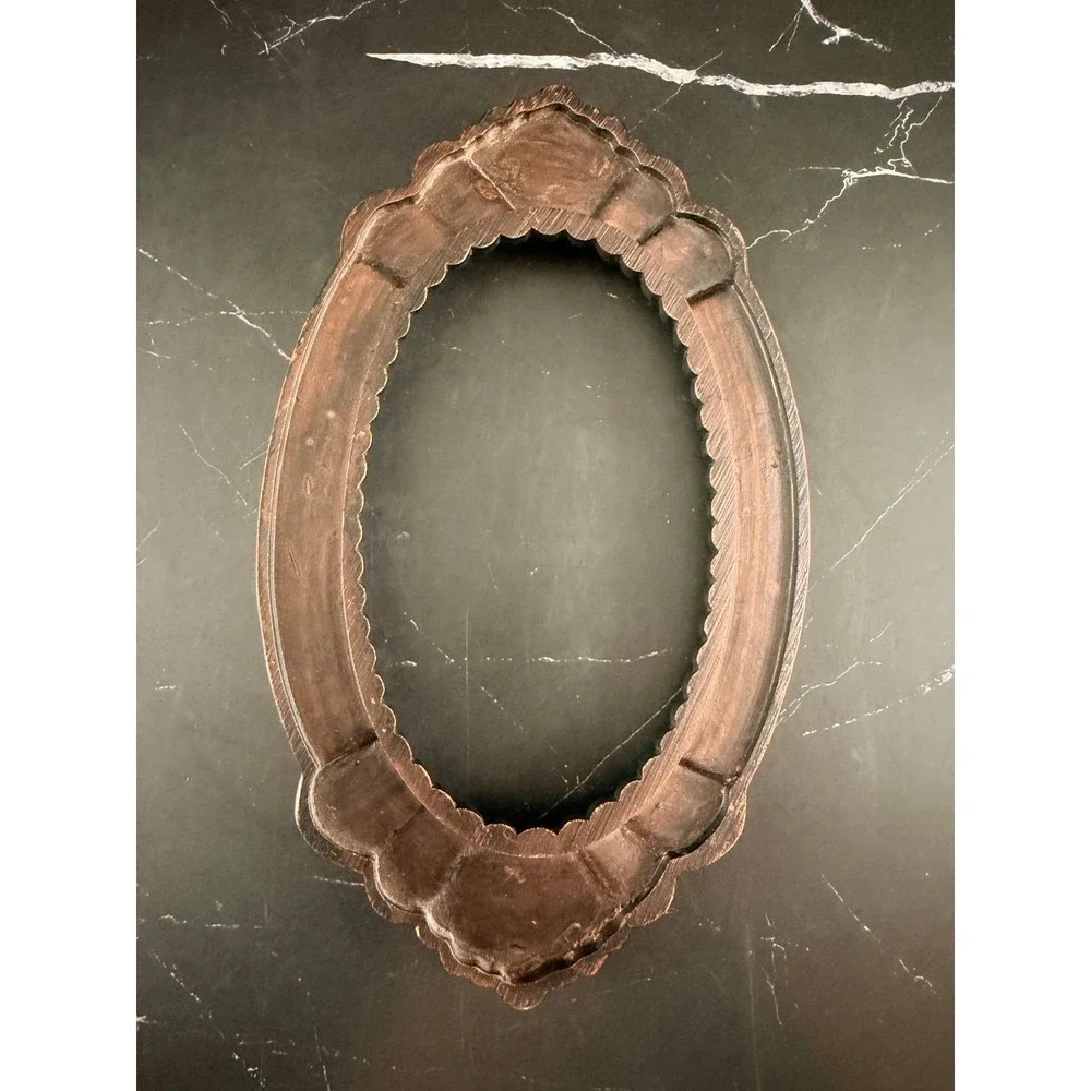 VTG Ornate Copper Glazed Oval Frame 8.75 X 5.25